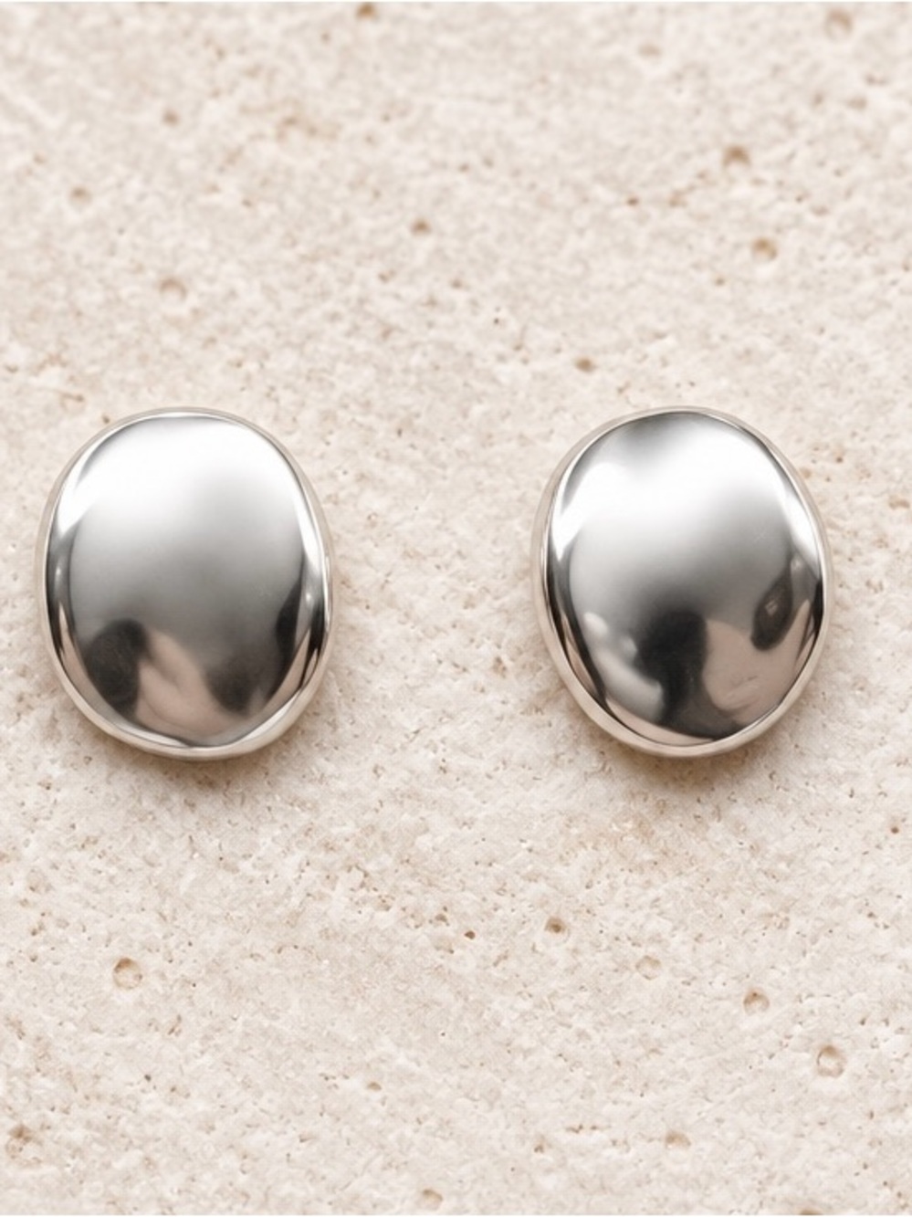 Sterling Silver Oval Stud Earrings